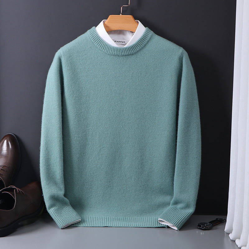 Pure Wool Sweater Men's Round Neck Pullover