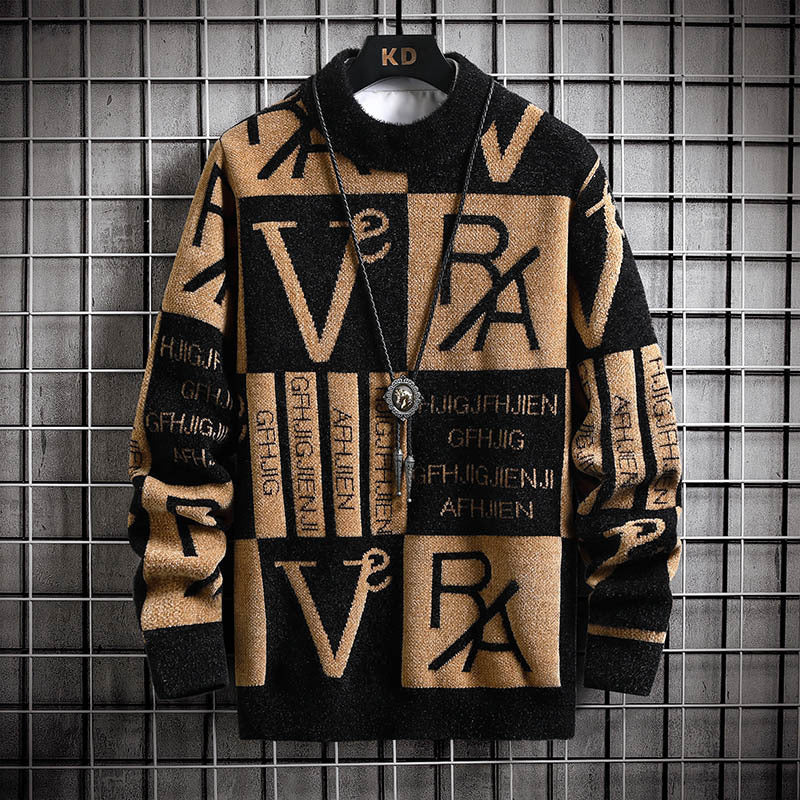 Fashion Color Contrast Stripe Warm Knitwear For Men