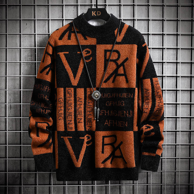 Fashion Color Contrast Stripe Warm Knitwear For Men