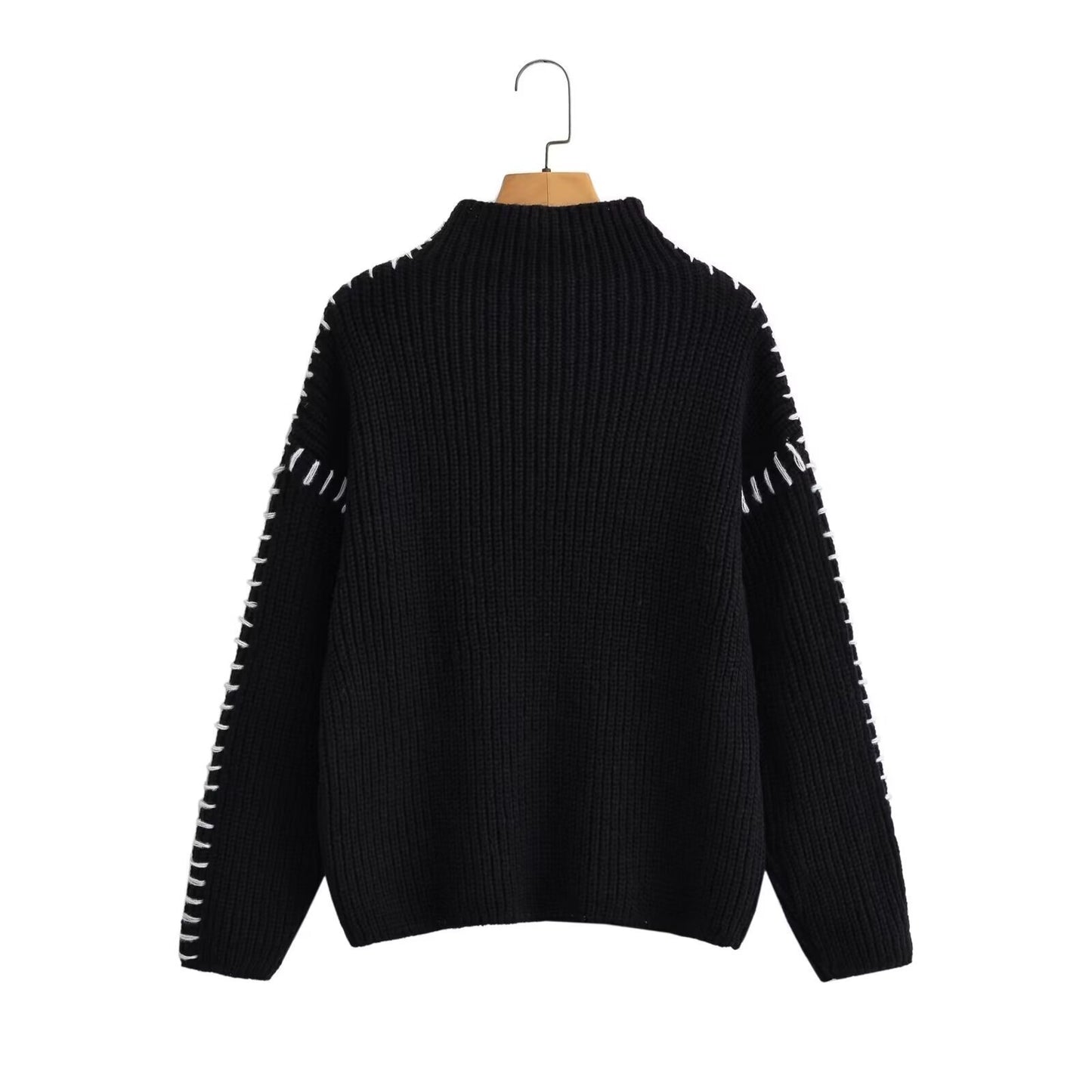 Women's Fashion All-match Casual Simple Style Stitching Sweater