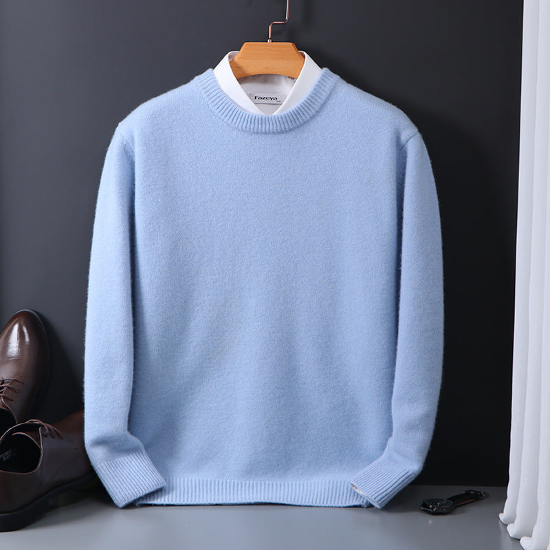 Pure Wool Sweater Men's Round Neck Pullover