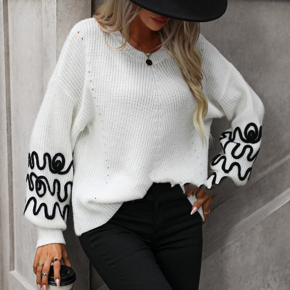 Women's Knitwear Solid Color Pattern Sweater