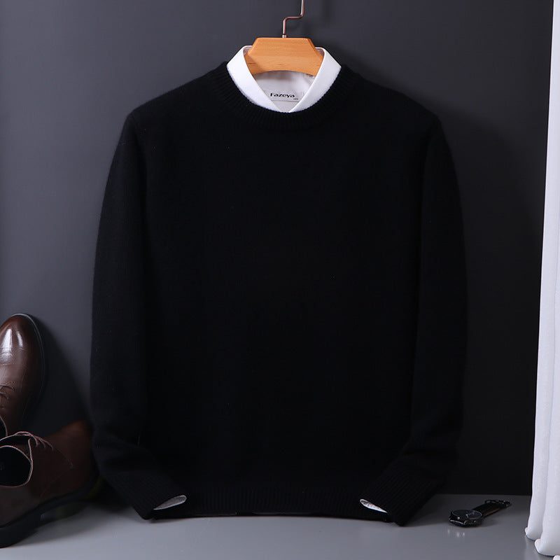 Pure Wool Sweater Men's Round Neck Pullover