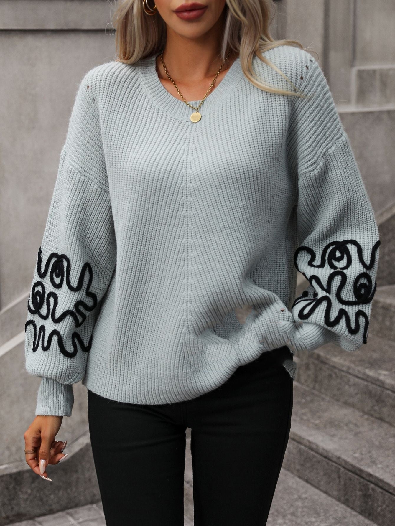 Women's Knitwear Solid Color Pattern Sweater