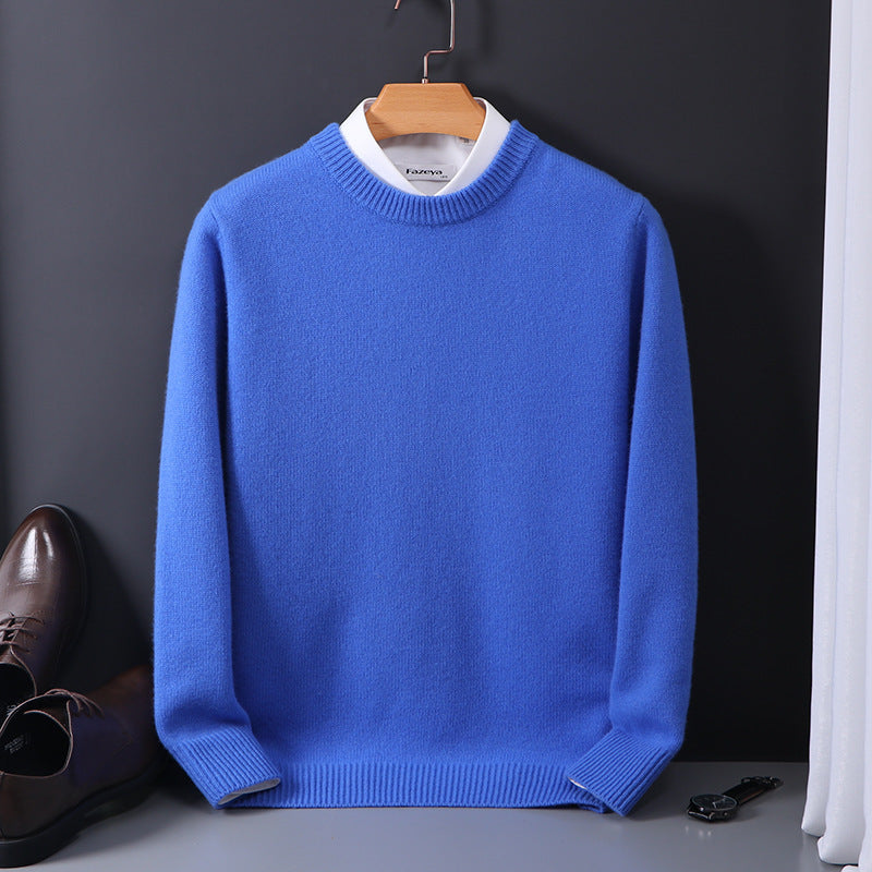 Pure Wool Sweater Men's Round Neck Pullover