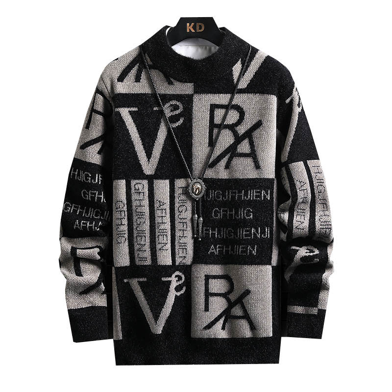 Fashion Color Contrast Stripe Warm Knitwear For Men
