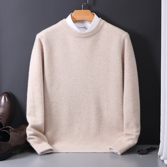Pure Wool Sweater Men's Round Neck Pullover