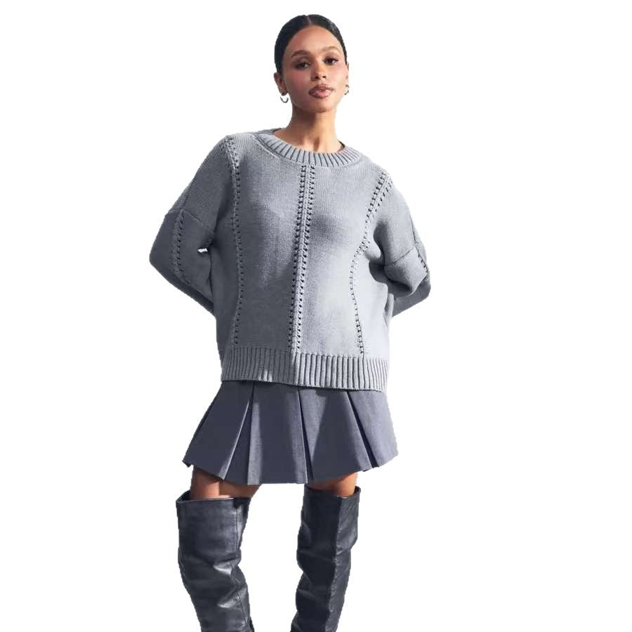 Loose Round Neck Idle Style Sweater