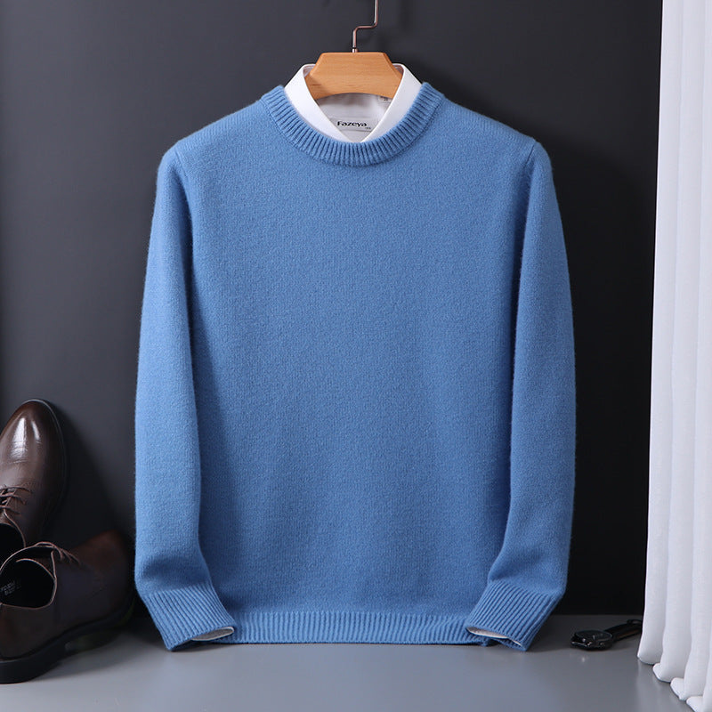 Pure Wool Sweater Men's Round Neck Pullover