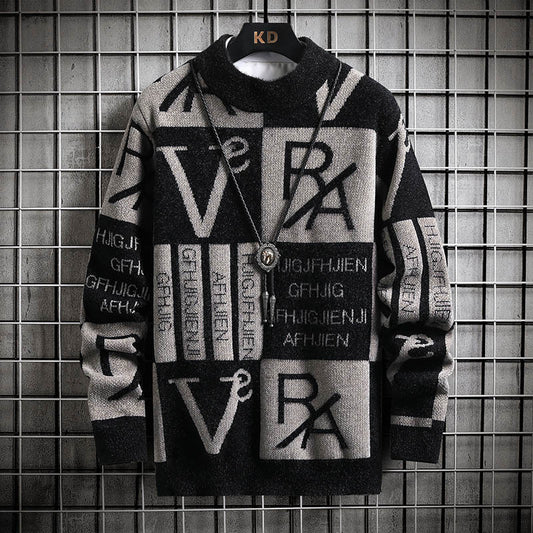 Fashion Color Contrast Stripe Warm Knitwear For Men